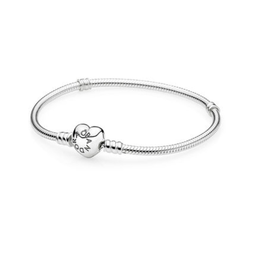 Pandora Silver Charm Bracelet w/ Heart Clasp